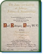 The American College of Allergy, Asthma & Immunology, International Distinguished Fellow